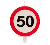 Dekora - Bougie d'Anniversaire avec le Signe d'Interdiction pour la Décoration de Gâteaux - Numéro 50, Multicouleur