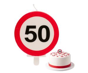 Dekora - Bougie d'Anniversaire avec le Signe d'Interdiction pour la Décoration de Gâteaux - Numéro 50, Multicouleur