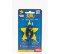 Dekora - Bougie d'anniversaire de solidarité | Bougies spéciales en forme d'étoile - Bougies à double souhait pour aider les enfants malades - Numéro 6, Bleu