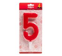 Dekora - Bougie d'Anniversaire Géante Numéro 5 de Couleur Rouge
