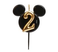 dekora - Bougie d'Anniversaire Mickey Mouse - Bougies Disney - Cire de Paraffine sans Fragrance - Bougies d'Anniversaire Enfant avec Oreilles de Mickey Mouse Noir et Doré - Taille 8,5 cm - Numéro 2