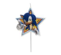 Dekora - Bougie d'Anniversaire Sonic the Hedgehog 11 cm pour Décorer Gâteaux et Cupcakes, Réutilisable avec Support, Prête à l'Emploi