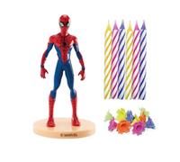 dekora, Bougie Décorative, Sans Parfum, Kit PVC Spiderman Avec 10 Bougies Pour Décorer Gâteaux, Cire De Paraffine