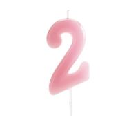 dekora - Bougie Anniversaire Chiffre 2 Rose Bébé 5,5 cm pour Gâteau