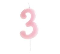 dekora - Bougies Anniversaire Numéros Comic Rose | Bougie Numéro 3