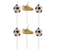 Dekora Design – Bougies d'anniversaire Football – Ballon & Botte d'or – 6 pièces multicolore 3–5 cm