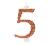 Dekora -Bougies d'Anniversaire Originales | Bougie d'Anniversaire Numéro 5 avec Paillettes Dorées
