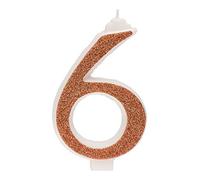 Dekora -Bougies d'Anniversaire Originales | Bougie d'Anniversaire Numéro 6 avec Paillettes Dorées