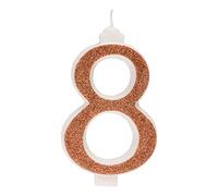 Dekora -Bougies d'Anniversaire Originales | Bougie d'Anniversaire Numéro 8 avec Paillettes Dorées
