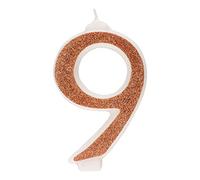 Dekora -Bougies d'Anniversaire Originales | Bougie d'Anniversaire Numéro 9 avec Paillettes Dorées