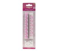 dekora | Bougies De Décoration Pour Gâteaux | Sans Parfum | Anniversaire Mix Rose 13Cm | Bougies De Paraffine