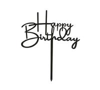 Dekora - Cake Topper pour Anniversaire | Cake Topper Happy Birthday Noir - Mesures: 12x12,5 cm