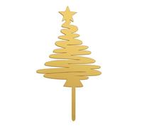 dekora - Cake Topper Sapin de Noël - Décoration pour Gâteaux de Noël - Topping en Plastique Alimentaire - Couleur Or - Dimensions 16,5 x 8 cm