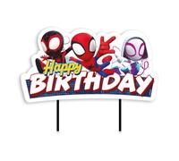 Cake topper Happy Birthday Spidey et ses amis 17,5 cm - Multicolore