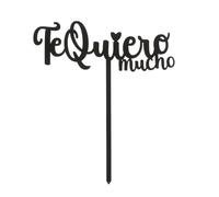 dekora - Cake Topper « Te Quiero Mucho » Noir 12 x 15 cm, Décoration Romantique pour Gâteaux, Saint-Valentin, Anniversaire de Couple et Mariage