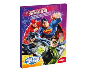 dekora - Calendrier de l’Avent Ligue de Justice - 50 g Chocolat au Lait - Calendrier de Noël pour Enfants - Super-héros DC Comics - Compte à Rebours Festif vers Noël