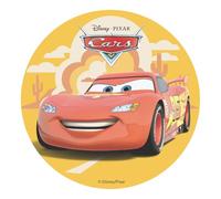 Dekora, Cars Disque Azyme, Décoration Comestible pour Gâteau d'Anniversaire, Lightning McQueen Rond Cake Topper 20 CM