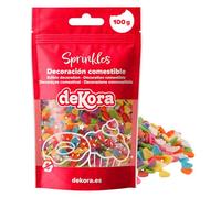 dekora - Confettis Cœur Multicolores en Sucre, 100 g - Décoration Gâteau Anniversaire et Saint-Valentin - Sprinkles Pâtisserie