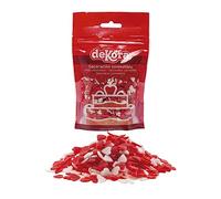 dekora - Confettis Cœur Rouges et Blancs en Sucre, 100 g - Décoration Saint-Valentin Chic pour Gâteau, Cupcake et Dessert