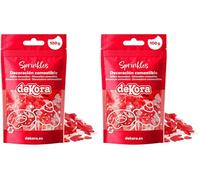 dekora - Confettis Cœur Rouges et Blancs en Sucre, 100 g - Décoration Saint-Valentin Chic pour Gâteau, Cupcake et Dessert (Lot de 2)