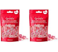 dekora - Confettis de Sucre en Forme de Cœur Creux, 100 g - Décoration Saint-Valentin Chic pour Gâteau, Cupcake et Table Festive (Lot de 2)