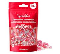 dekora - Confettis de Sucre en Forme de Cœur Creux, 100 g - Décoration Saint-Valentin Chic pour Gâteau, Cupcake et Table Festive
