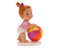 dekora - Décoration Baptême Fille, Figurine en résine, Bébé avec une Balle, 11 x 7 cm, Décoration Gâteau Baptême, Design Original et Détaillé, Cake topper Apte au Contact Alimentaire