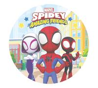 Dekora - Décoration Comestible pour Gâteau d'Anniversaire pour Enfants - Disque Gâteau Spidey 20 cm - Décoration de Gâteau de Gaufret Sans Gluten, Sans Lactose - Convient aux Végétariens