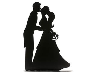 dekora | Décoration De Gâteau En Métal Noir | Décoration De Gâteau Non Comestible | Figurine Mariés S'embrassent