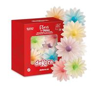 dekora - Décoration de Gâteau, Fleurs Comestibles en Azyme, 10 Dahlias, 7 cm, Sans Sucre, Sans Gluten, Sans Lactose, Couleurs Assorties, Anniversaire, Mariage, Baptême, Gender Reveal