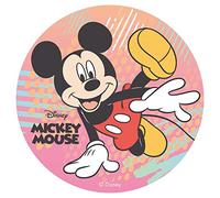 Dekora - Decoration Gateau Anniversaire Feuille Azyme avec Mickey Mouse - 20 cm Diametre