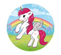 Dekora - Decoration Gateau Anniversaire Feuille Azyme d'un Licorne - 20 cm Diametre