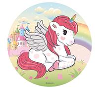 disque azyme licorne arc-en-ciel déco gâteau 20cm - dekora 145086 Bleu G