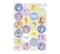dekora - Décoration Gâteau Bluey, 20 Mini Disques en Papier Comestible Ø 3,4 cm, Décoration Anniversaire Bluey et Bingo pour Cupcakes et Gâteaux, Sans Gluten, Sans Lactose, Convient aux Végétariens