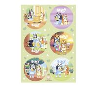 dekora - Décoration Gâteau Bluey, 6 Mini Disques en Papier Comestible Ø 5,8 cm, Décoration Anniversaire Bluey et Bingo pour Cupcakes, Muffins et Gâteaux, Sans Gluten, Sans Lactose, Végétarien