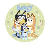 dekora - Décoration Gâteau Bluey, Disque en Papier Comestible 20 cm, Décoration Anniversaire Bluey et Bingo pour Gâteau Enfant, Sans Gluten, Sans Lactose, Convient aux Végétariens