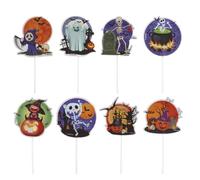 dekora Décorations Halloween pour Gâteaux - 48 Cake Toppers Papier, 8 Motifs pour Cupcakes & Muffins 6,5 cm | Décor Festif & Ludique | Idéal pour Anniversaires, Buffets et Fêtes Enfants