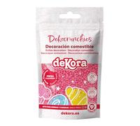dekora Dekocrunchies Fraise 100g, Sprinkles en sucre pour gâteaux, croustillants et au goût intense, Topping pâtisserie, Perles comestibles pâtisserie pour décoration de gâteaux, cupcakes et biscuits