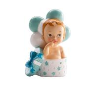 Dekora - Détails de Baptême, Figure de Décoration de Baptême Garçon - Bébé avec Cadeau et Ballons 310124 Bleu