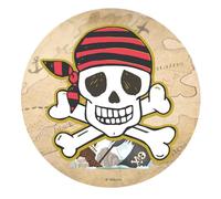 Dekora, Disque Azyme Comestible Pirates, Décoration pour Gâteau d'Anniversaire Enfant, Motif Crâne, Décoration de Gâteau et Desserts, Rond Cake Topper Ø 20 cm