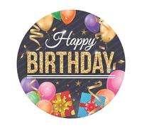 Dekora, Disque d'Azyme Comestible Happy Birthday, Décoration pour Gâteaux d'Anniversaire, Rond 20 CM