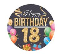 Dekora, Disque d'Azyme Comestible Happy Birthday, Décoration pour Gâteaux d'Anniversaire, Rond 20 CM (Happy Birthday 18)