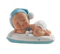 dekora - Figurine Baptême Garçon Endormi 10 cm, Cake Topper pour Gâteau, Décoration Gâteau Baptême et Baby Shower
