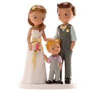 dekora - Figurine Cake Topper Decoration de Gâteau Jeune Mariés avec Enfant en Résine Multicolore 305081 Taille Unique