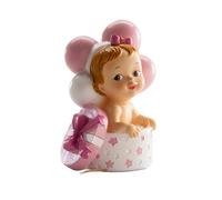 Dekora - Détails de Baptême, Figure de Décoration de Baptême Fille - Bébé avec Cadeau et Ballons 310123 Rose