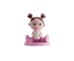 dekora - Figurine de Décoration de Baptême Fille 10 cm, Fille avec biberon Cake Topper pour Gâteaux de Baptême, Baby Shower et Cérémonies