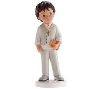 dekora - Figurine de décoration Première Communion pour Garçon Bruno - 16,6 cm, Décoration pour gâteau de communion, Cake topper apte au contact alimentaire