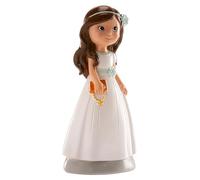 dekora - Figurine Décorative pour Première Communion - Fille avec Catéchisme - Fabriquée en Résine - Décoration pour Gâteaux - 13 cm - Design Original et Détaillé - Compatible Contact Alimentaire