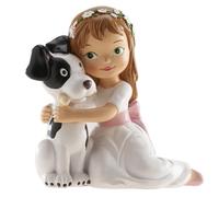 dekora - Figurine Décorative pour Première Communion - Fille avec Petit Chien - Fabriquée en Résine - Décoration pour Gâteaux - 11,5 cm - Design Original et Détaillé - Compatible Contact Alimentaire