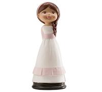 dekora - Figurine Décorative pour Première Communion - Fille avec Tresse - Fabriquée en Résine - Décoration pour Gâteaux - 15 cm Hauteur - Design Original et Détaillé - Compatible Contact Alimentaire